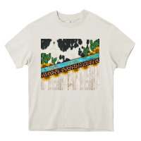Cream cowhide sunflowers cactus Heavy Core Tee - Jasminsmagicworld