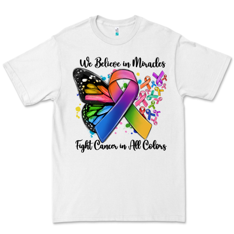We Believe In Miracles Fight Cancer In All Colors Premium Tee by MaliasSmallBusiness | Teevron