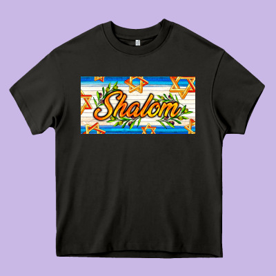 Shalom With Olive Branch Heavy Core Tee Designed By Adodesignshop