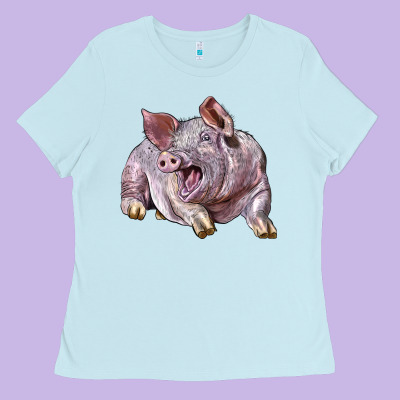 Landrace Pig Ladies Tee Designed By Lillyallendesigns