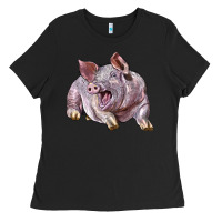 Black Landrace Pig Ladies Tee - LillyAllenDesigns
