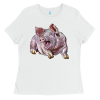 White Landrace Pig Ladies Tee - LillyAllenDesigns