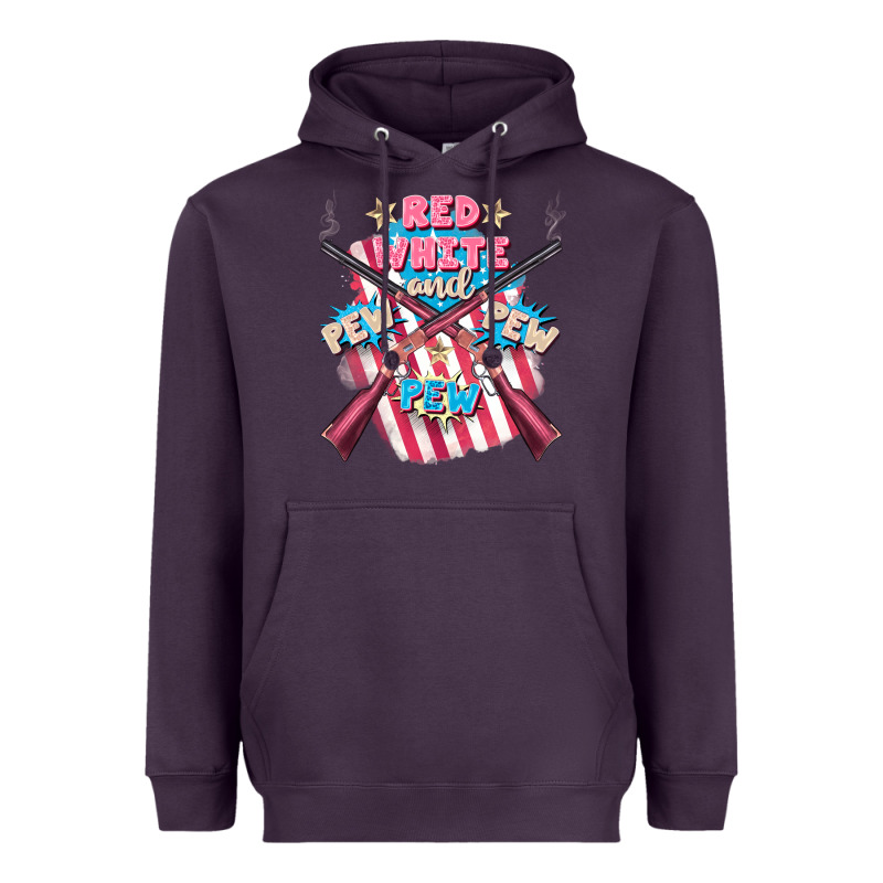 Red White And Pew Pew Pew Heavyweight Hoodie by FaDigitalArtStudio | Teevron