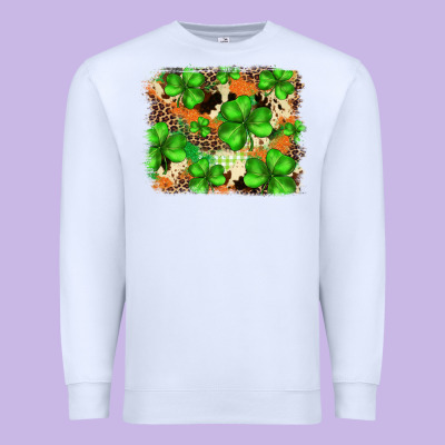 St.patricks Plaid  Green Glitter Cowhide  Leopard Premium Sweatshirt Designed By Fadigitalartstudio