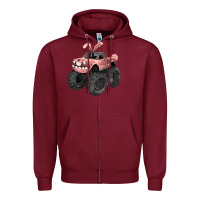 Burgundy Easter monster truck Easter Day Zipper Hoodie - HowdyJamesFarm