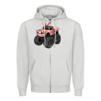 Dove Grey Easter monster truck Easter Day Zipper Hoodie - HowdyJamesFarm