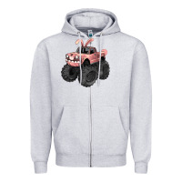 Heather Grey Easter monster truck Easter Day Zipper Hoodie - HowdyJamesFarm