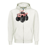 Oatmeal Heather Easter monster truck Easter Day Zipper Hoodie - HowdyJamesFarm