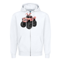 White Easter monster truck Easter Day Zipper Hoodie - HowdyJamesFarm