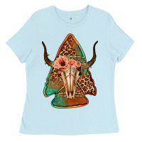 Baby Blue bullskull arrowhead Ladies Tee - Jasminsmagicworld
