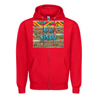 Red He is risen tumbler Easter Day Zipper Hoodie - HowdyJamesFarm