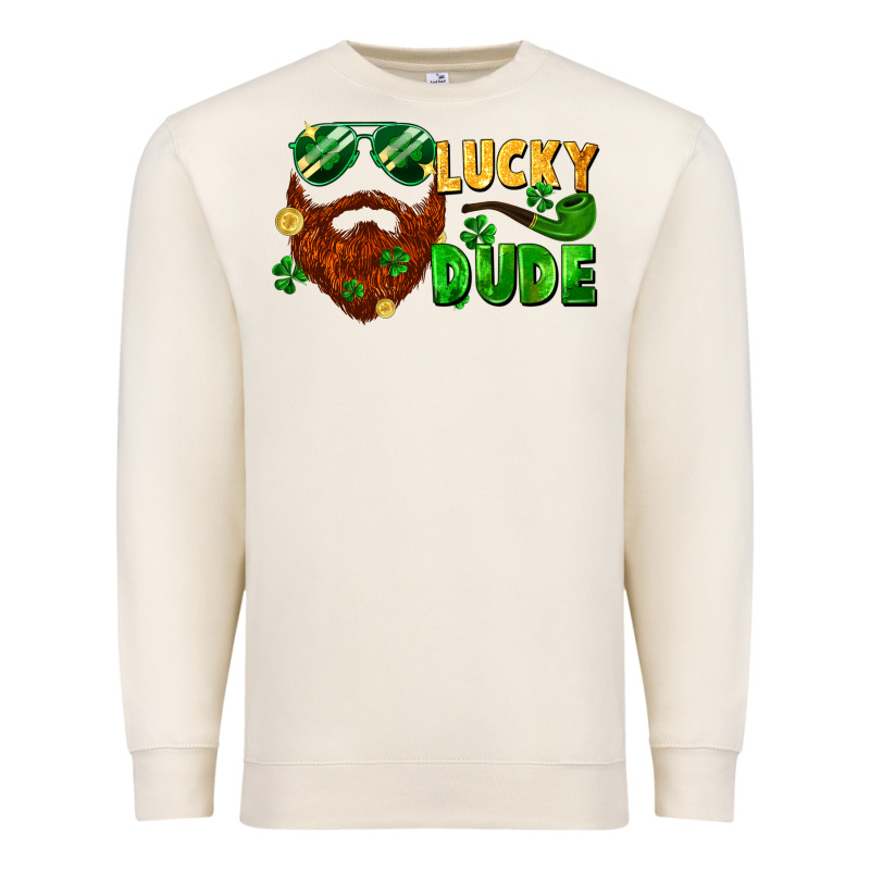 Lucky Dude Saint Patricks Bearded Man Premium Sweatshirt by FaDigitalArtStudio | Teevron