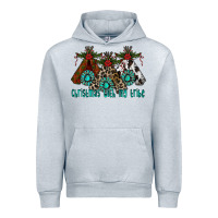 Heather Grey Christmas With Tribe Urban Hoodie - CowhideDigitalArt