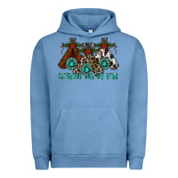 Pigment Pebble Blue Christmas With Tribe Urban Hoodie - CowhideDigitalArt