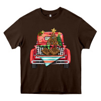 Chocolate Brown Christmas truck Heavy Core Tee - BarkalooDesign