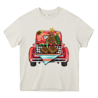 Cream Christmas truck Heavy Core Tee - BarkalooDesign