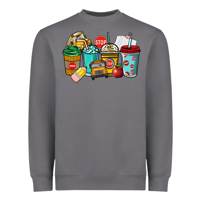 School Bus Driver Coffee Cups Heavyweight Sweatshirt by NancyCooperArtShop | Teevron