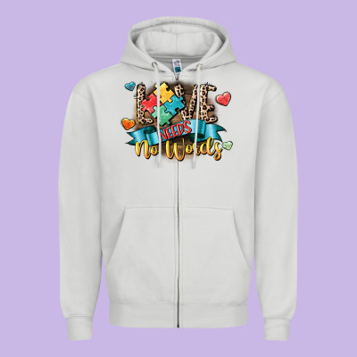 Love Needs No Words Zipper Hoodie Designed By Cowgirlartshop