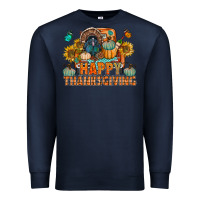 Navy happy thanksgiving with truck bbs Premium Sweatshirt - BundleAndBundleShop