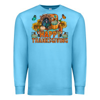 Ocean Blue happy thanksgiving with truck bbs Premium Sweatshirt - BundleAndBundleShop