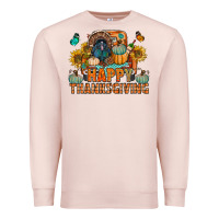 Pale Pink happy thanksgiving with truck bbs Premium Sweatshirt - BundleAndBundleShop
