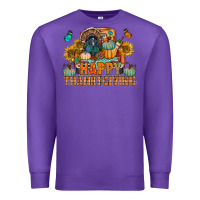 Purple happy thanksgiving with truck bbs Premium Sweatshirt - BundleAndBundleShop