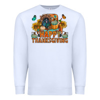 White happy thanksgiving with truck bbs Premium Sweatshirt - BundleAndBundleShop