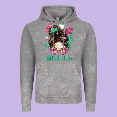 Esthetician Messy Bun With Pink Leopard Glasses Bbs Vintage Hoodie Designed By Bundleandbundleshop