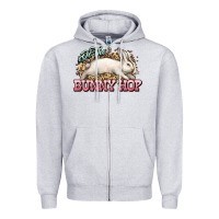 Heather Grey Do the Bunny hop Easter Day Zipper Hoodie - HowdyJamesFarm