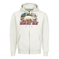 Oatmeal Heather Do the Bunny hop Easter Day Zipper Hoodie - HowdyJamesFarm