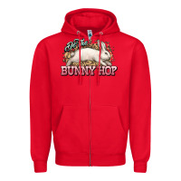 Red Do the Bunny hop Easter Day Zipper Hoodie - HowdyJamesFarm