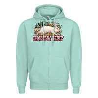 Seafoam Do the Bunny hop Easter Day Zipper Hoodie - HowdyJamesFarm