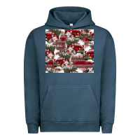 Pigment Midnight Navy vintage christmas car pattern Urban Hoodie - CowhideDigitalArt
