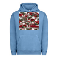 Pigment Pebble Blue vintage christmas car pattern Urban Hoodie - CowhideDigitalArt