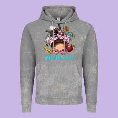 Best Teacher Messy Bun Bbs Vintage Hoodie Designed By Bundleandbundleshop
