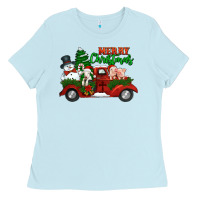 Baby Blue merry christmas snowman and farm animals truck Ladies Tee - Jasminsmagicworld