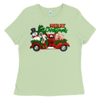 Matcha merry christmas snowman and farm animals truck Ladies Tee - Jasminsmagicworld