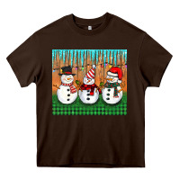 Chocolate Brown christmas snovman Heavy Core Tee - BarkalooDesign