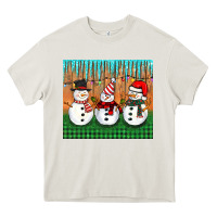 Cream christmas snovman Heavy Core Tee - BarkalooDesign