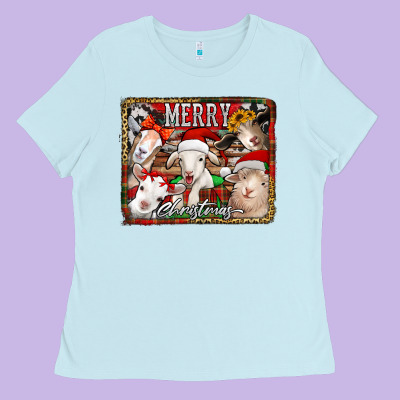 Merry Christmas Goats Ladies Tee Designed By Jasminsmagicworld