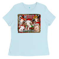 Baby Blue merry christmas goats Ladies Tee - Jasminsmagicworld