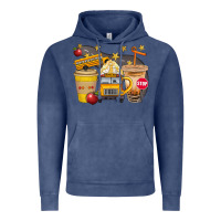 Vintage Denim School Bus Coffee And Star Bbs Vintage Hoodie - BundleAndBundleShop
