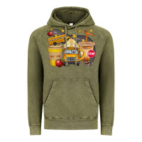 Vintage Olive School Bus Coffee And Star Bbs Vintage Hoodie - BundleAndBundleShop