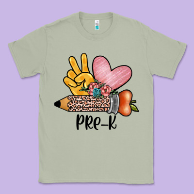 Peace Love Pre K Classic Tee Designed By Jahusdesignshop