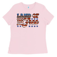 Bubblegum Pink land of the free america Ladies Tee - Jasminsmagicworld