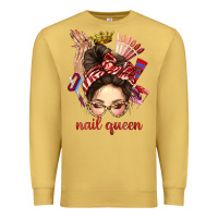 Antique Gold nail queen messy bun with crown bbs Premium Sweatshirt - BundleAndBundleShop