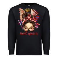 Black nail queen messy bun with crown bbs Premium Sweatshirt - BundleAndBundleShop