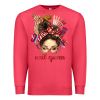 Cardinal nail queen messy bun with crown bbs Premium Sweatshirt - BundleAndBundleShop