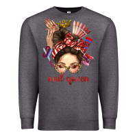 Charcoal Heather nail queen messy bun with crown bbs Premium Sweatshirt - BundleAndBundleShop