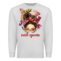 Dove Grey nail queen messy bun with crown bbs Premium Sweatshirt - BundleAndBundleShop